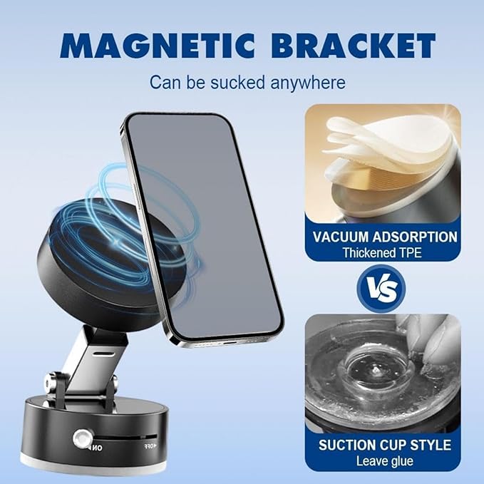 Foldable Mobile Phone Holder Vacuum Suction Cup Holder Magnetic Car Phone Holder for iPhone / Android
